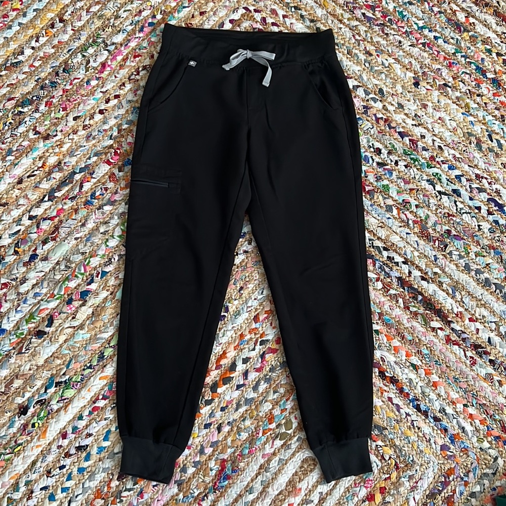 FIGS XS Petite Zamora Jogger Black Scrub Pants